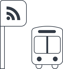 A bus that transits real-time arrival and departure information