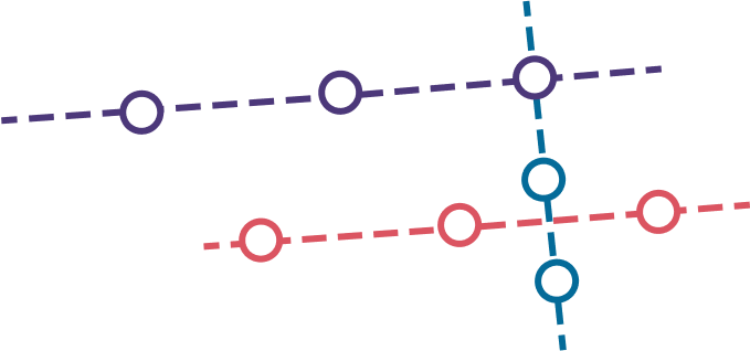 Decorative element with dots and dashes, meant to resemble a transit map